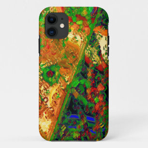 Carnival or mask party of paints, green and orange iPhone 11 case