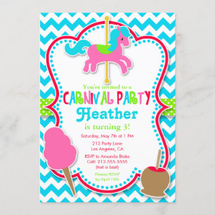Carnival Party Carousel Horse Birthday Invitation