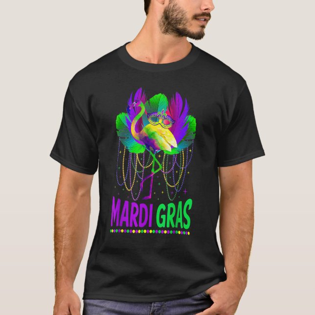 Carnival Party  Idea Flamingo Mardi Gras Funny T-Shirt (Front)