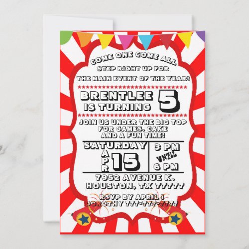 Carnival Party Invitation Circus Invitation