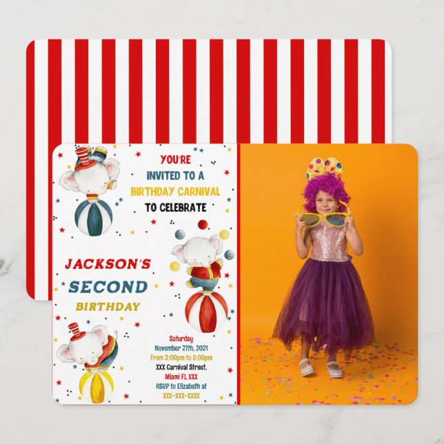 Carnival Photo Invitations (Front/Back)