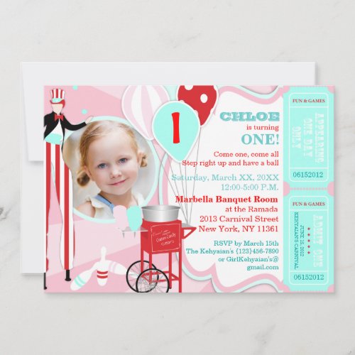 Carnival Pink 2 Personalized Invite