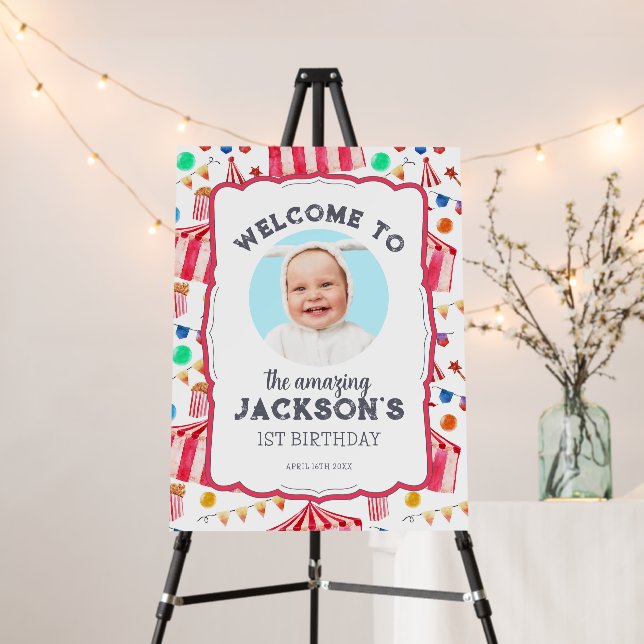 Carnival Pink Circus Birthday Party Welcome Sign (In Situ (Stand))
