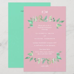 Carnival Pink Green Budget Wedding Invite A9