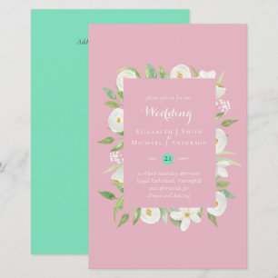Carnival Pink Green Budget Wedding Invite A9