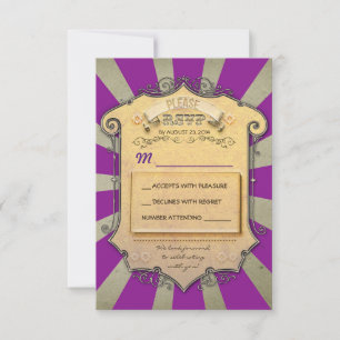 carnival purple wedding RSVP Card