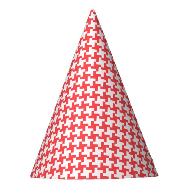 Carnival Red White Houndstooth Party Hat (Front)