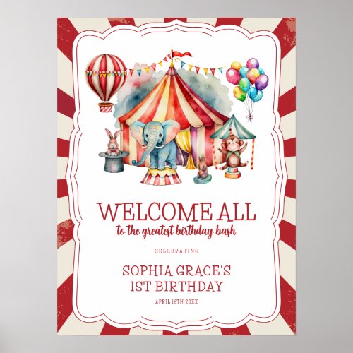 Carnival Sign Circus Animals Birthday Welcome Sign