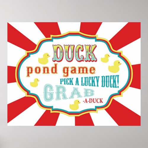 Carnival Sign Duck Pond Game