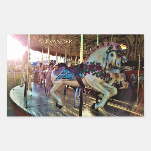 Carnival State Fair Merry_Go_Round Carousel Horse Rectangular Sticker