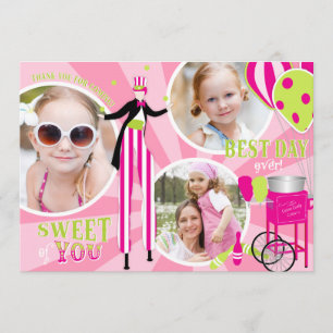 Carnival Stilt Walker & Cotton Candy Thank You 3 Card