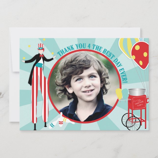 Carnival Stilt Walker Cotton Candy Thank You Card (Front)