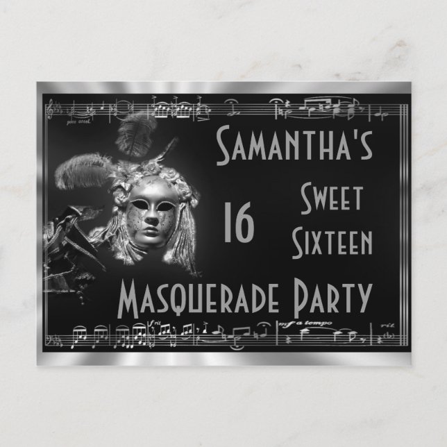 Carnival sweet sixteen invitation postcard (Front)