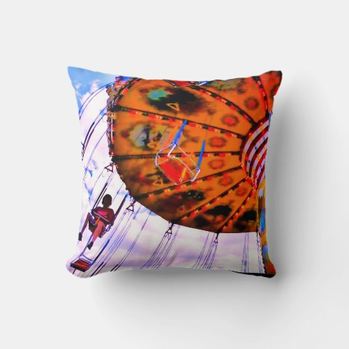 CARNIVAL Swing Ride Amusement Park 2_Sided Throw Pillow