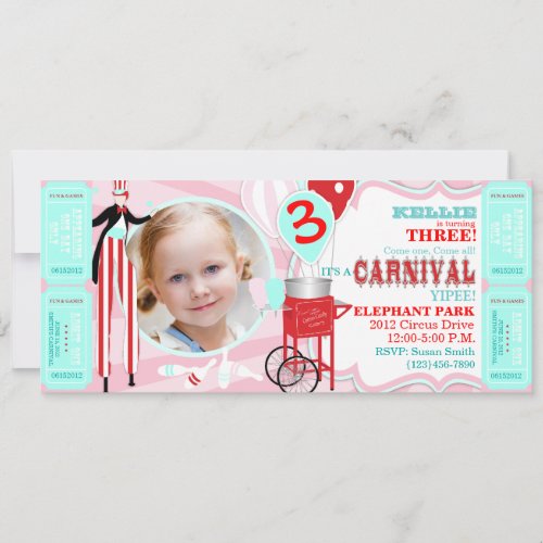 Carnival Tall Pink Invitation