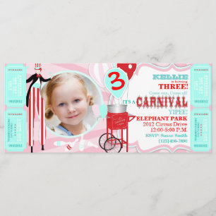 Carnival Tall Pink Invitation