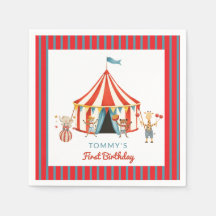 Carnival Tent Animal First Birthday Napkins