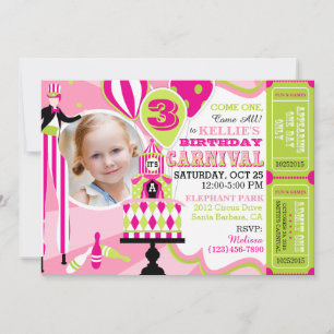 Carnival Tent Cake Birthday Invitation