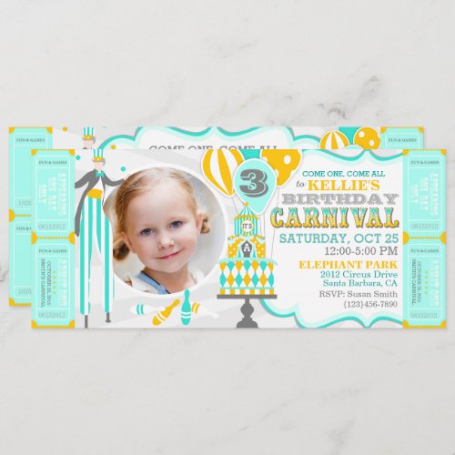 Carnival Tent Cake Birthday Invitations