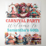 Carnival tent festival animals rose woman circus tapestry