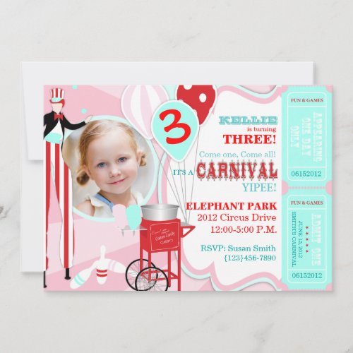 Carnival Theme Birthday Invitation A7-PKRD