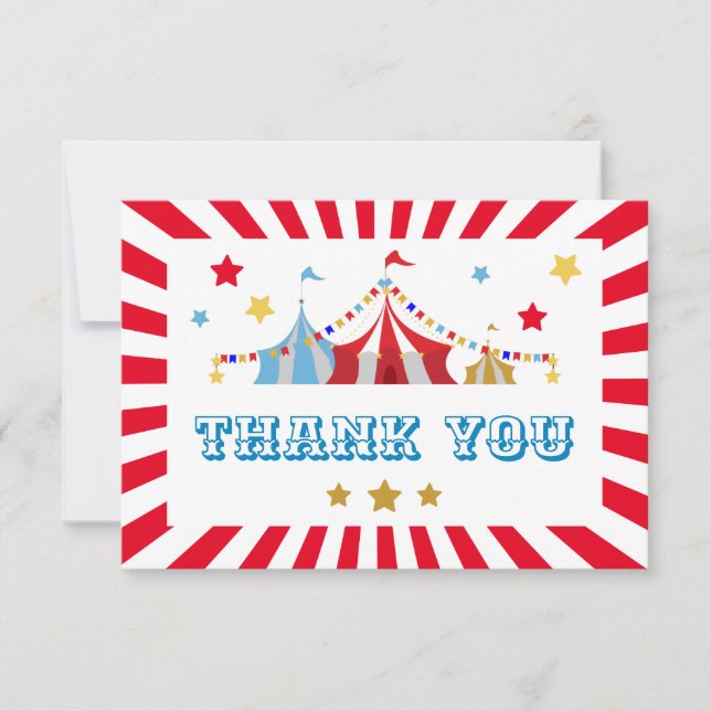 Carnival Theme Party Flat Thank You Card (Front)