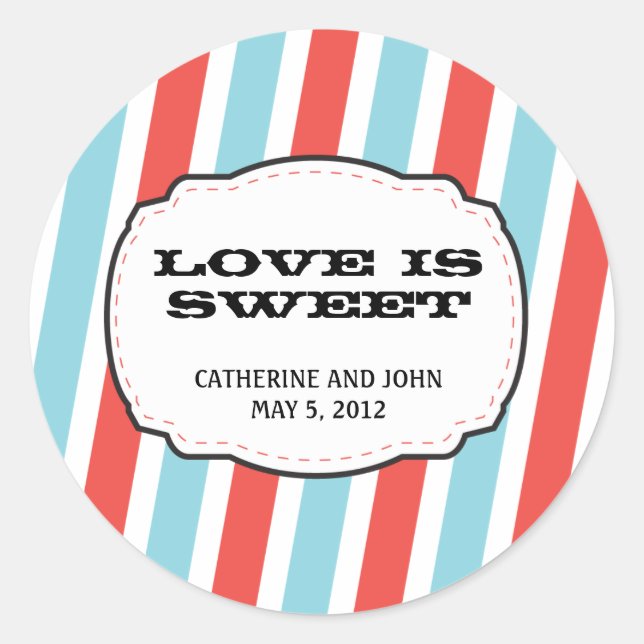Carnival Themed Wedding Classic Round Sticker (Front)