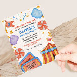 Carnival Ticket and Candy Kids Birthday Party Invitation<br><div class="desc">Come one, come all for all the fun of the fair! Cute and colorful, this kids birthday party invitation is your guests ticket to all the fun of the fair circus or carnival with big top, tickets and candy. Easy to personalize and suitable for a boy's birthday or a girl's...</div>