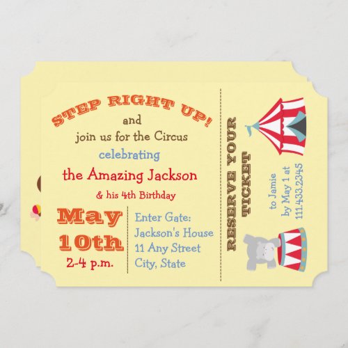 Carnival Ticket Birthday Invite_ Circus Theme Invitation