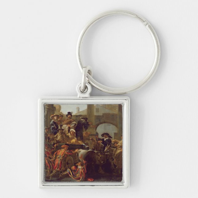 Carnival Time in Rome, 1653 (oil on canvas) Keychain (Front)