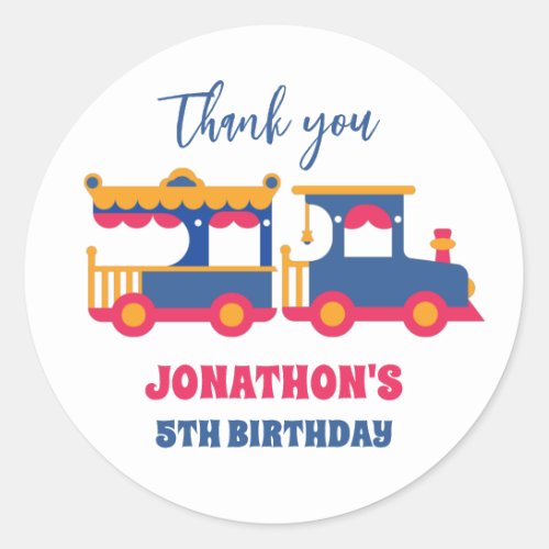 Carnival Train for Kids Birthday Party Favor Classic Round Sticker
