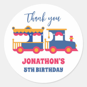 Carnival Train for Kids Birthday Party Favor Classic Round Sticker