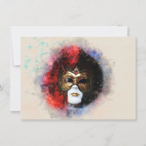 carnival venetian mask thank you card