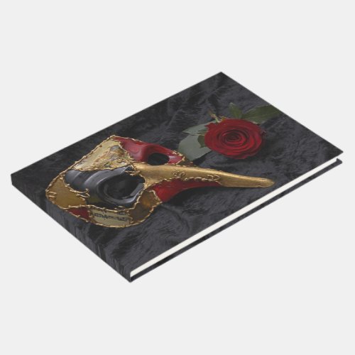 Carnival Venetian Pantalone Mask Masquerade Rose Guest Book