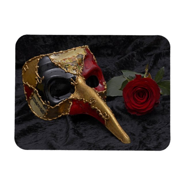 Carnival Venetian Pantalone Mask Masquerade Rose Magnet (Horizontal)