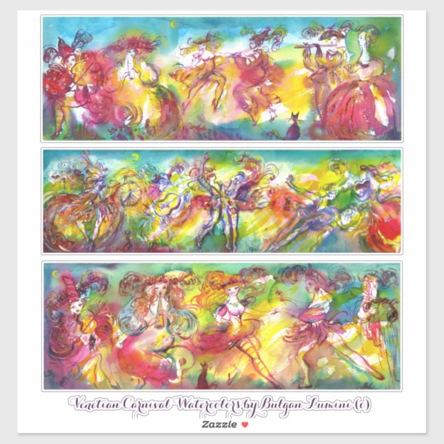 CARNIVAL VENICE Mardi Gras Masquerade Dance Music Sticker (Sheet)