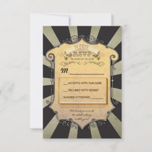 carnival wedding RSVP - black stripes Card