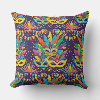 Carnival with masks throw pillow