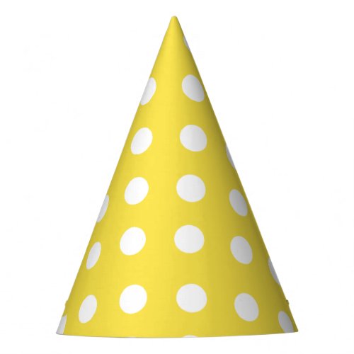 Carnival Yellow Large White Dots Birthday Party Hat