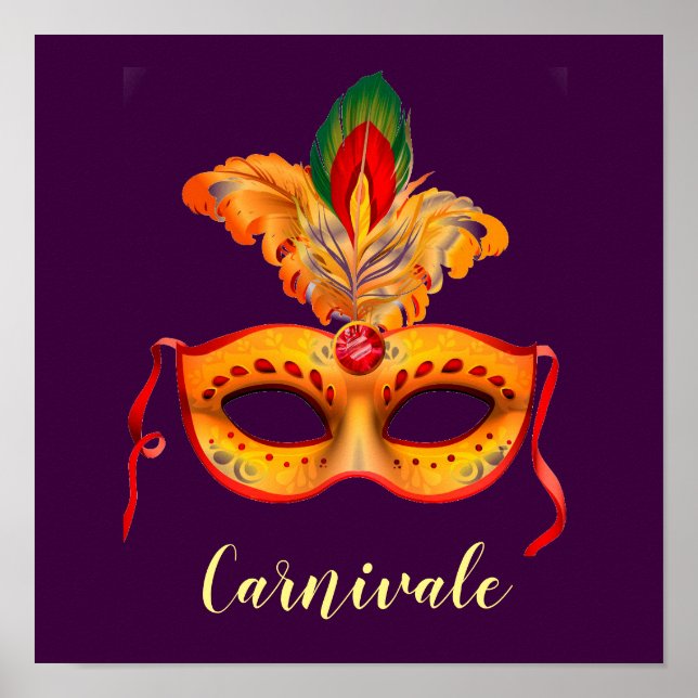 Carnivale slogan Royal purple masquerade mask Poster (Front)
