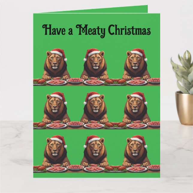 Carnivore lion Christmas holiday  Card (Small Plant)