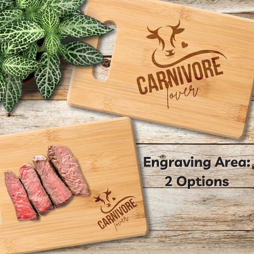 Carnivore Lover Bamboo Cow Etched Cutting Board
