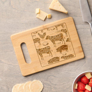 Carnivore Meat Eater Butcher Cuts Bamboo Engraved Cutting Board