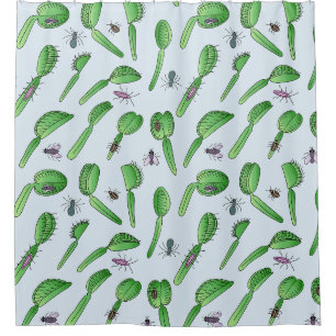 Carnivores blue shower curtain