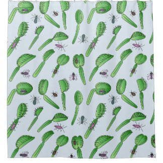 Carnivores blue shower curtain