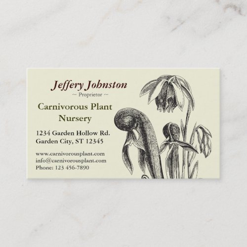Carnivorous Plant Nursery Business Card