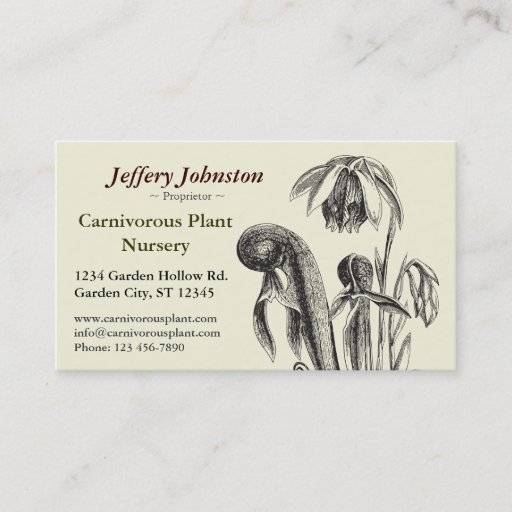 Customizable Carnivorous Plant Nursery Business Cards
