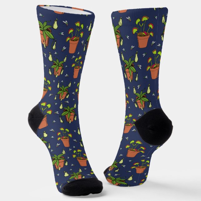 Carnivorous Plants Nepenthes and Venus Fly Traps Socks (Angled)
