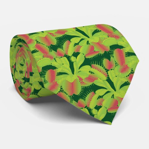 Carnivorous Venus Flytrap Pattern Neck Tie