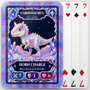 Carnotaurus Dinosaur, Rainbow Foil Art Poker Cards